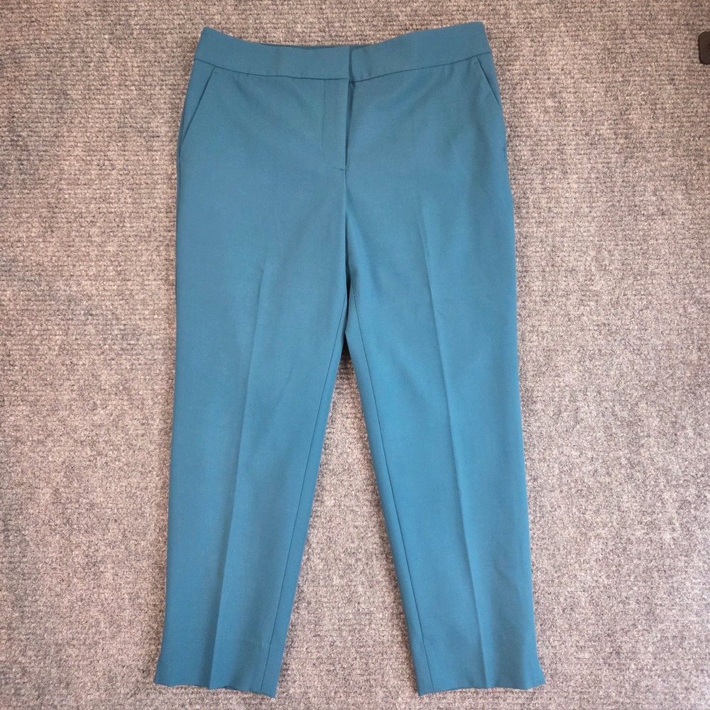 Talbots Women Teal Ankle Trousers Size 6P Stretch Dress Pants Professional